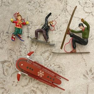 Set of 4 Snow sports Christmas Ornaments from Jasper, Alberta